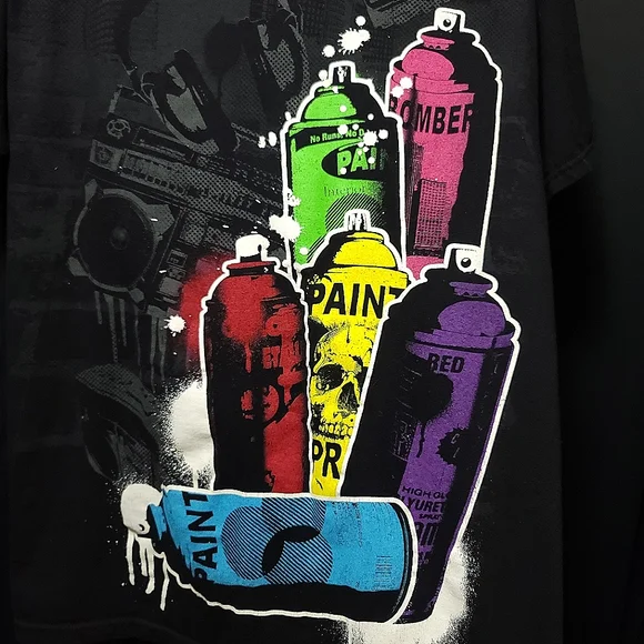 *Vintage* Late 1990's Theory Graffiti Art Spray Cans Shirt - Picture 4 of 6